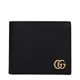 Gucci Men’s GG Marmont Bi-Fold Wallet – Style 428726 DJ20T 1000 – Black Calfskin Leather, Double G Hardware, Made in Italy