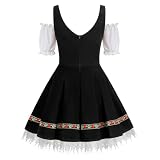 yolsun Oktoberfest Costume for Women, Bavarian Dirndl Costume Adult Off Shoulder German Beer Festival Dress Up Halloween (Black, Medium)