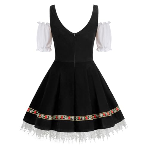 yolsun Oktoberfest Costume for Women, Bavarian Dirndl Costume Adult Off Shoulder German Beer Festival Dress Up Halloween (Black, Medium)