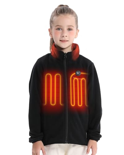 Venustas Kids Heated Fleece Jacket with Battery Pack Girls Youth Electric Heated Coat for Winter