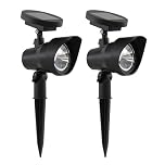 GEEZY Adjustable Solar Spot Lights with Stakes Set of 2 – Warm White LED, Black, Auto On/Off Dusk-to-Dawn, Water & Weather Resistant – Solar Garden Lights for Outdoor Path, Patio, Lawn, Pool
