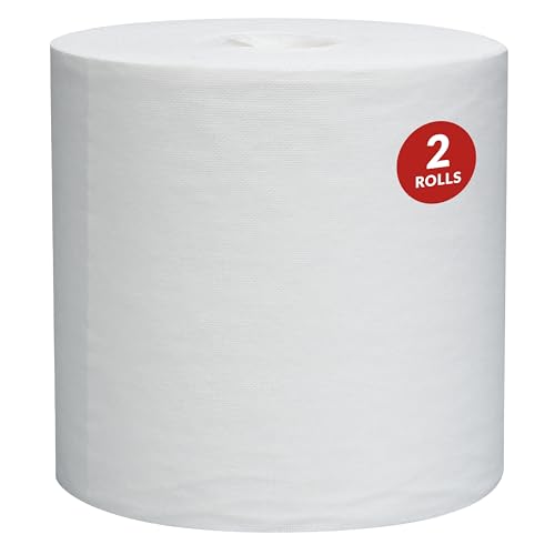 Image of WypAll GeneralClean L30 Cloths Heavy Duty Cleaning Wipes (05820), Center-Pull, Strong and Soft Bulk Paper Wipers, White (300 Sheets /Roll, 2 Rolls, 600 Sheet Total)