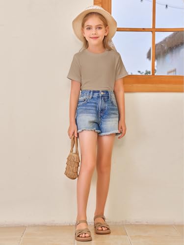 Image of Girls Short Sleeve T Shirts Kids Summer Tops Crewneck Tees 5-14 Years