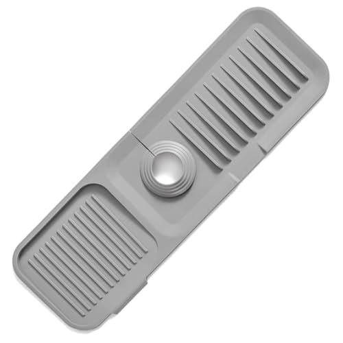 CUIDAKJ-37-x-14-cm-Alfombrilla-para-GrifoAtrapar-GotasTapete-Grifo-de-CocinaProtector-contra-SalpicadurasAlmohadilla-de-Secado-de-AguaTapete-Silicona-Fregadero-con-Drenaje-para-Encimeras-Gris