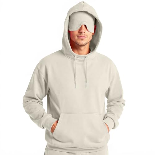 Hoodie with Eye Mask Built in Airplane Mode Travel Hoodie, Sweatshirt with Built in Eye Mask & Hidden Pockets3