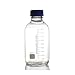 Deschem Lab Glass Reagent Bottle Square Vase Screw Cap Blue Lid Transparent