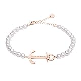 PAUL HEWITT Perlenarmband Damen Anchor Spirit - Armkette Damen mit Anker Schmuck aus Edelstahl (Rosegold)