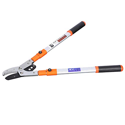 Lopper telescópico con podadora manual, seto de jardín de mango ligero telescópico y sistema de impulsión de árbol con palanca