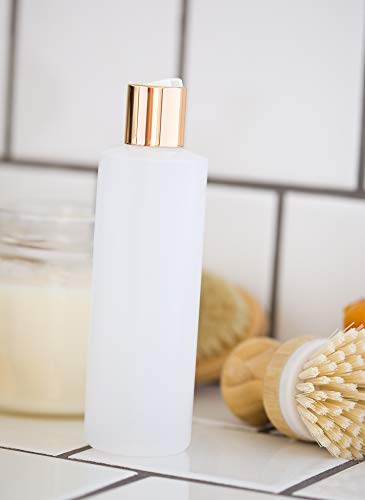 JUVITUS 8 oz Clear Natural Refillable Plastic Squeeze Bottle with Gold Metal Disc Cap (12 Pack)4