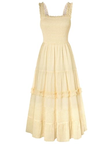 Image of Scarlet Darkness Floral Dress for Women 2026 Flowy Sundress Smocked Cottagecore Dresses