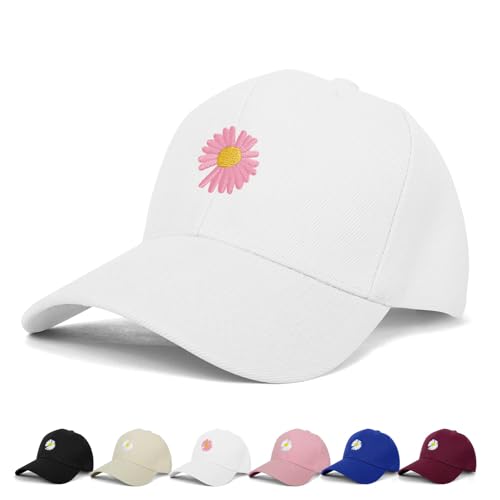 BLURBE Ladies Baseball Caps - Baseball Cap for Women, Daisy Adjustable Ladies Baseball Caps for Womens Casual Summer Outdoor Sports Dad Peaked Sun Cap