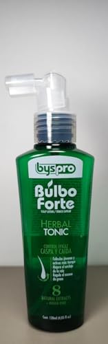 Byspro Bulbo Forte Scalp Health Herbal Tonic 8 Natural Extracts Hair Loss Control and Dandruff | Bys Pro Tonico Capilar Herbal para Cabello Control Frizz Caspa y Caida 4.05oz-120ml