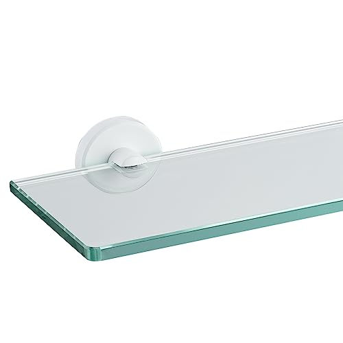 Jqk Bathroom Glass Shelf White, Tempered Glass Shower Storage 12 By 5 Inches, 304 Stainless Steel Matte White Wall Mount, Tgs101L12-Wh #TOP30