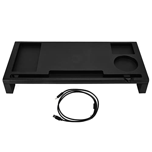 Monitor Desktop Stand, Storage Slots Less Mess USB Monitor Riser for Office