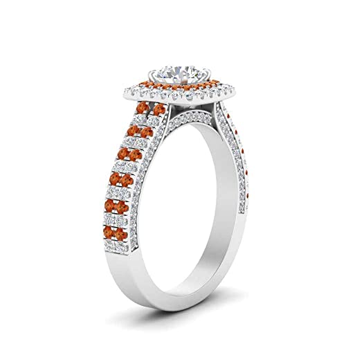 Image of 55Carat Choose Your Gemstone Double Band Square Halo Diamond CZ Ring 925 Sterling Silver Round Shape Halo Engagement Rings Everyday Jewelry Wedding Jewelry Handmade Gifts for Wife US Size 4 to 12