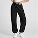 ADHOWBEW Low Rise Sweatpants, Womens Joggers with Pockets Fall Pants Casual Workout Comfy Elastic Waisted Low Rise Relaxed Fit Fashion Jogger Sweatpants Women Track Pants Women(Black,Small)