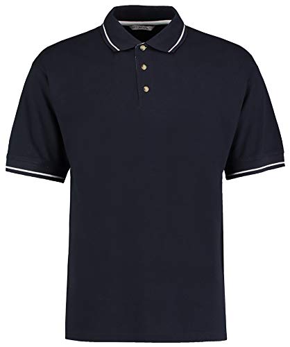 Kustom Kit Mens Short Sleeve Polo Shirts, Navy/White, Medium. KK606