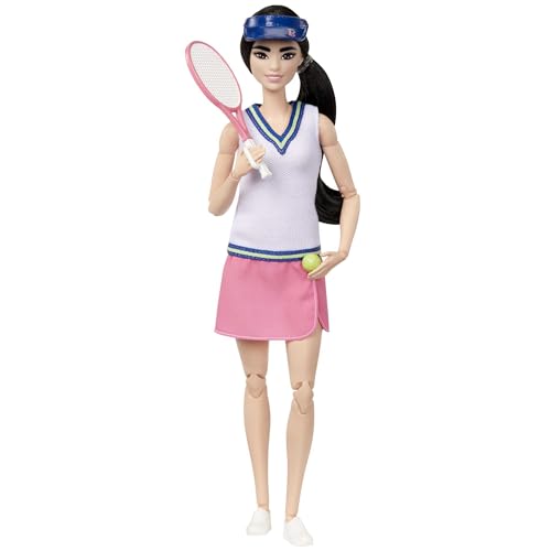 Barbie ​Métiers Poupée Articulée Joueuse De Tennis en Tenue Complète avec Haut, Jupe, Baskets...