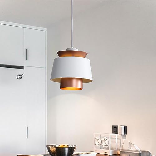 Lámpara colgante blanca de techo con cúpula de metal de 35 cm para comedor 5