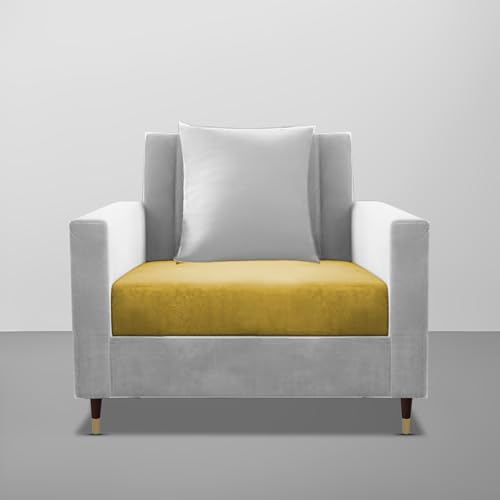 Image of Casaliving Garcia 1 Seater Sofa Set for Living Room (Yellow Grey Colour) Premium Fabric Sofa