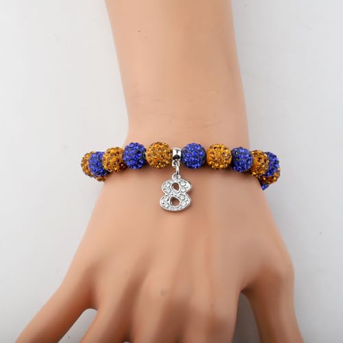 Image of POTIY SGR Sorority Gift Orange and Blue Beads Bracelet with Rhinestone Nmuber Charm Sorority Soror Gift