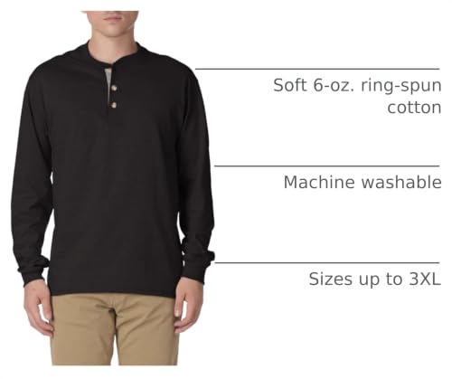 Hanes Men's Beefy Long Sleeve Three-Button Henley - image 4