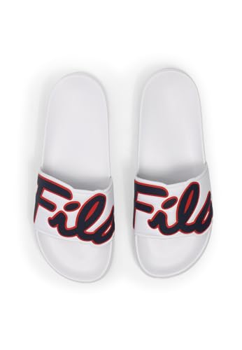 FILA Homme SCRITTO Slipper Sandale à glissière, White Navy, 44 EU