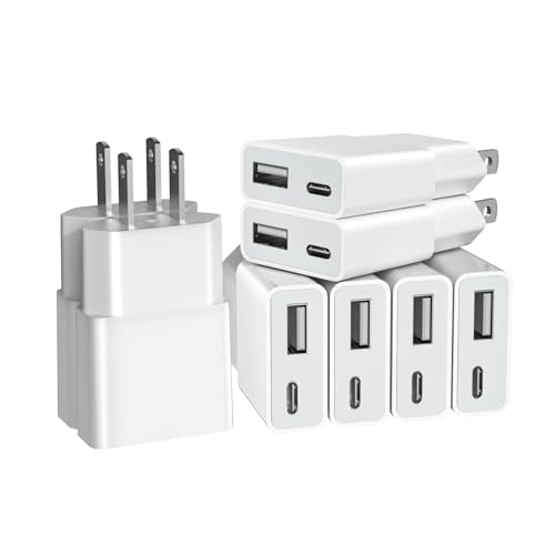 TOPWE USB 充電器 コンセント Type-C USB-C 小型 超薄型 【PSE技術基準・1A/5W出力・Cポート＋Aポート 】 タイプc 充電器 iPhone/Android Galaxy S22/S10 Xperia AQUOS Arrows Pixel 各種対応 (ホワイト, ８個セット)