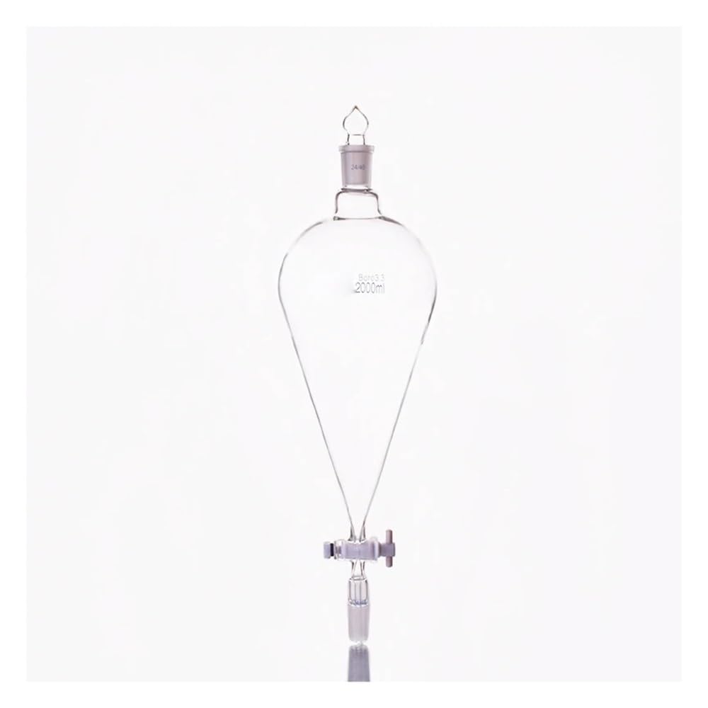 Laborglaswaren Scheidetrichter mit PTFE-Hahn und konischem Standardschaft, Fassungsvermögen 2000 ml, Verbindung 24/40
