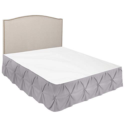 Image of Nestl Grey Lavender Bed Skirt Twin Size, Pinch Pleat Twin Bed Skirt, 14 inch Inch Drop Twin Bedskirt, Hotel Quality Grey Lavender Bed Skirts, Premium Microfiber Grey Lavender Twin Bed Skirt