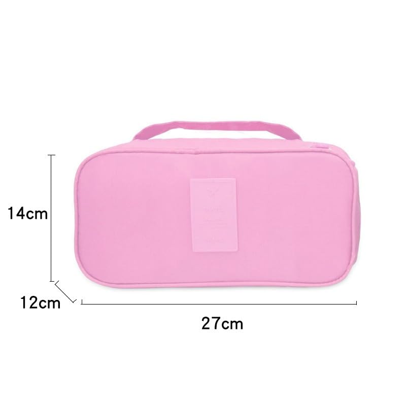 TS WITH TECHSUN Multifunctional Polyester Bra Innerwear Underwear Panties Toiletries Organizer Bag Slide Portable Cosmetics Makeup Lingerie Toiletry Travel Bag Pouch (Light Pink) 1