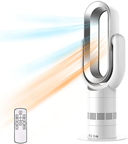 CathCola 26-inch Space Heater Bladeless Tower Fan, Heater & Coolingn Combo, with Remote Control, for Home Air Conditioner (white)