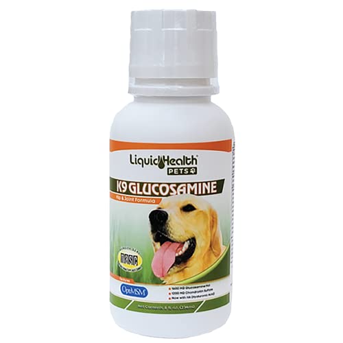 LIQUIDHEALTH 8 Oz K9 Liquid Glucosamine for Dogs, Puppies and Senior Canines - Chondroitin, MSM, Hyaluronic Acid – Joint Health, Dog Vitamins Hip Joint Juice, Dog Joint Oil