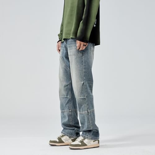 Jeans Pants Trousers Denim Spring and Autumn Men's Loose Classic High Street Retro Casual Wide Leg Style3