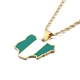 Nigeria Map Flag Pendant Necklaces Silver/Gold Color Nigerian Jewelry Patriotic Gift (gold)