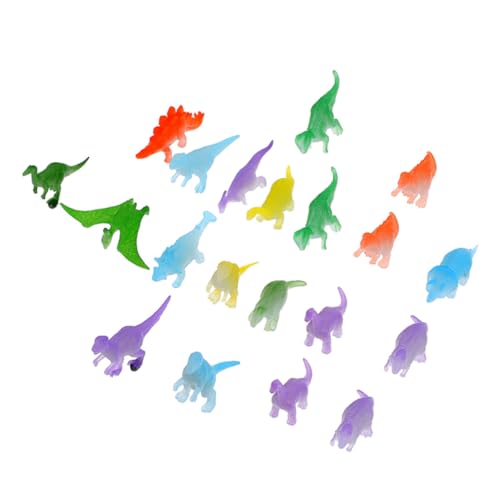Toyvian Modelos De Dinosaurios Luminosos Pequeños para Niño y Niña, Bolsa De 20 Piezas De Plástico Fluorescente para Decoración y Juegos Educativos En Fiesta y Aula