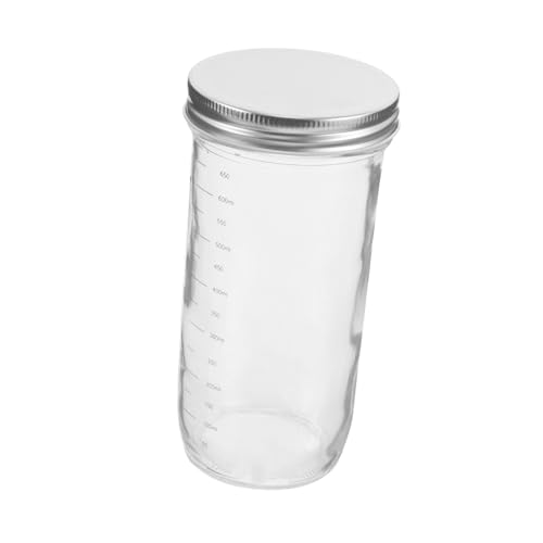 sporful Tarro de fermentación de vidrio de boca ancha, recipiente hermético de grado alimenticio para salsa de chile casera y mermelada, diseño a prueba de fugas con ventana de visualización, 6.9 x