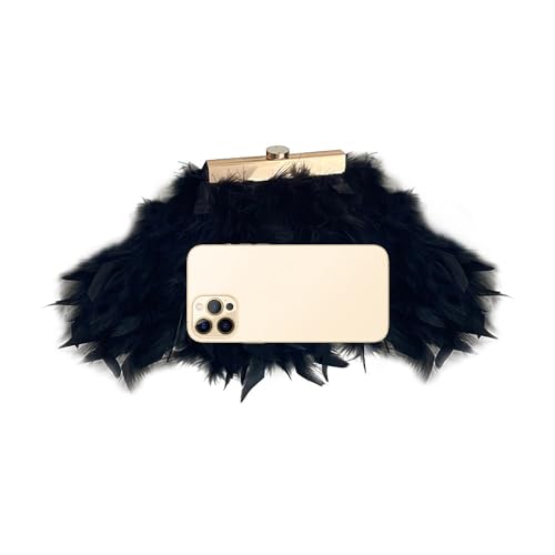 Pochette bourse en véritables plumes d'autruche de luxe