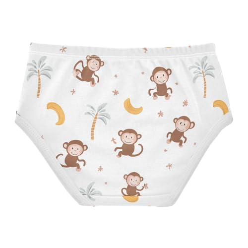 Wusikd Cute Monkey Girls' Underwear Cotton Light Brown Girls Briefs Soft Toddler Underwear 2T2