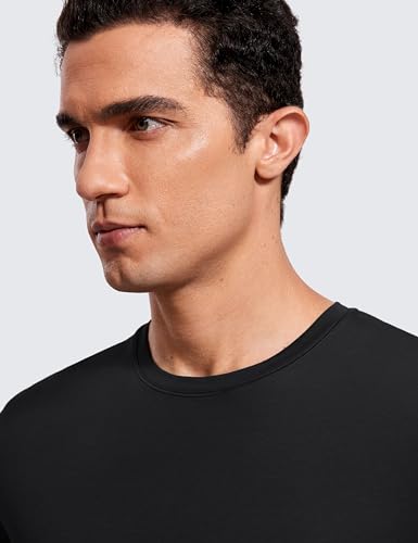 CRZ YOGA Men's Cotton Polyester Short Sleeve T-Shirt Classic Fit Casual Workout Tops Soft Premium Tee3