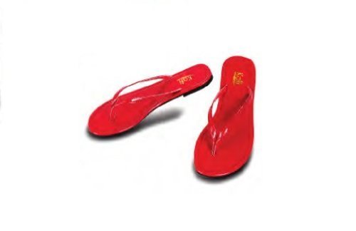 Kali Footwear Women's Twins Basic Patent Flat Thong Sandal Red