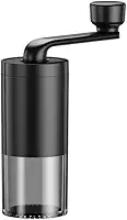 Moedor de Café Manual Portátil, Corpo em Preto, Recipiente Transparente, Manivela Ajustável