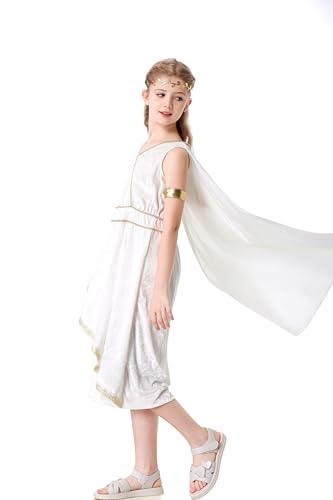 Disfraz para niñas Diosa Griega Atenea Toga blanca de terciopelo miniatura 2