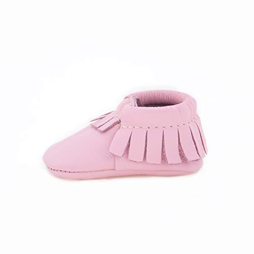 Freshly Picked - Soft Sole Leather Moccasins - Newborn Baby Girl Boy Shoes - Size 0 Rose Pink