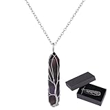 PONABEADIY collar natural de amatista con caja de embalaje para regalo, árbol de la vida, cristal púrpura hexagonal de piedra chakra, collares espirituales de gemas energéticas reiki para joyería, cre