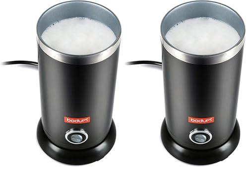 Image of Bodum Electric Milk Frother Black 10oz | Non-Stick Interior | Stainless Steel Body | Auto Shut-Off | Pack of 2