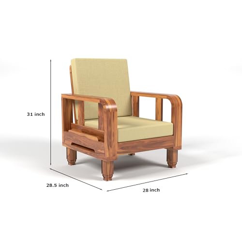 Image of Solid Sheesham Wood 5 Seater Sofa Set (3+1+1) -Wooden 5 Person Sofa Set for Living Room & Home (Design 13)