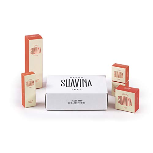SUAVINA - Labial Hidratante Tubo 12 ml + 2 Hidratantes de Labios Tarro 10 ml y 15 ml + Crema de Manos 40 ml + Jabon Natural Solido 60 ml - Pack Regalo Original de 5 Unidades