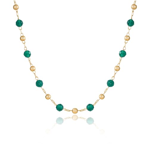 Fettero Dainty Beads Choker Neckces for Women - 14K Gold Plated Beaded Necklace Summer Beach Choker Boho Gold Necklace for Women Jewelry