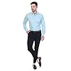 Sparrow Outfit Men’s Cotton Blend Regular Fit Shirt | Casual Wear Formal Shirts for Men and Boys | Spread Collar Long Sleeve Button Down Shirt for Office and Special Occasions (Baby Blue Zigzag)